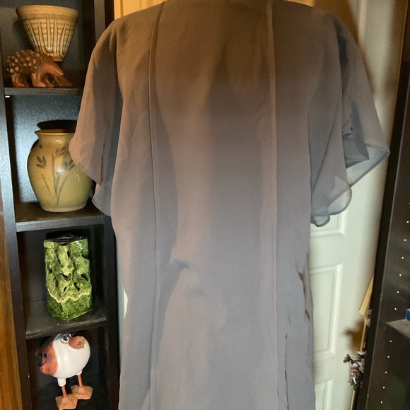 “ZARA” Grey Beaded Tunic Flutter Sleeve Chiffon Tunic Top. - Picture 5 of 15